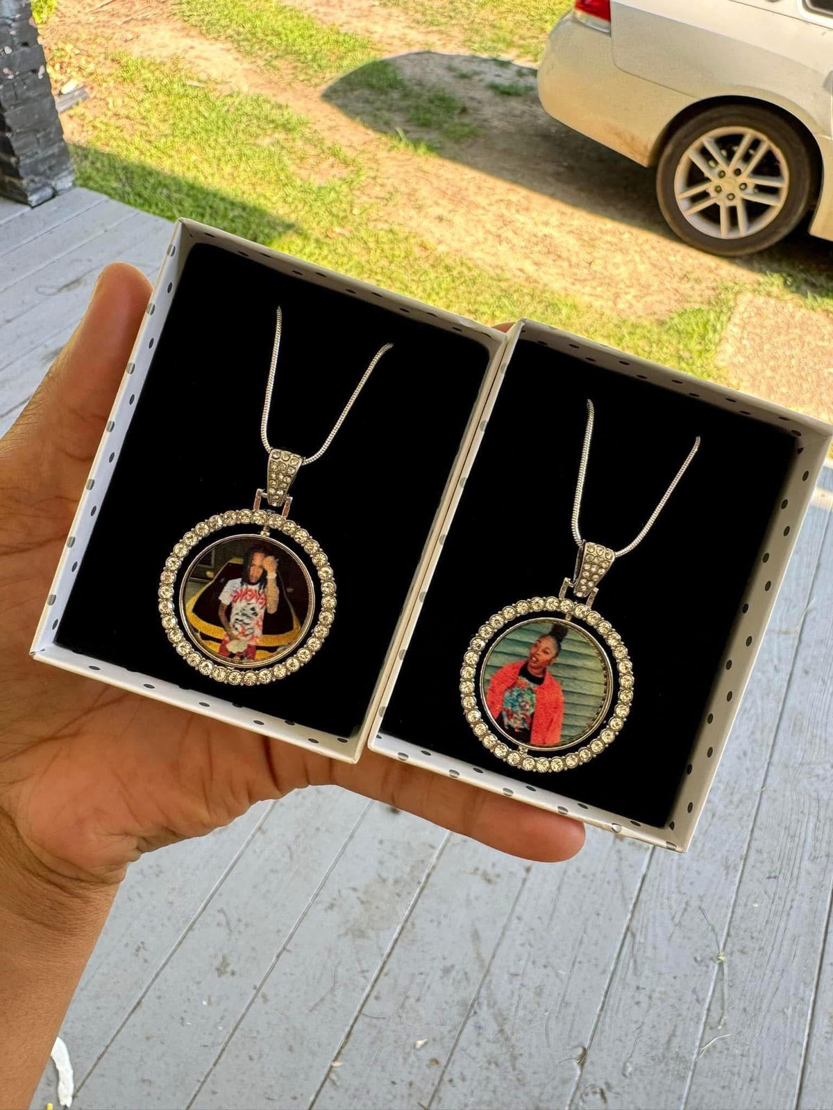 Silver Double Sided Photo Necklace