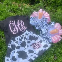 Monogram Cow Print Set