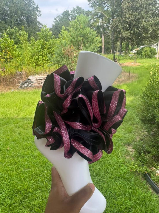 Black & Pink Trim Ruffle Anklets